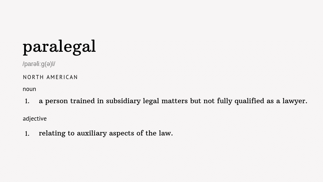 What is a paralegal dictionary definition